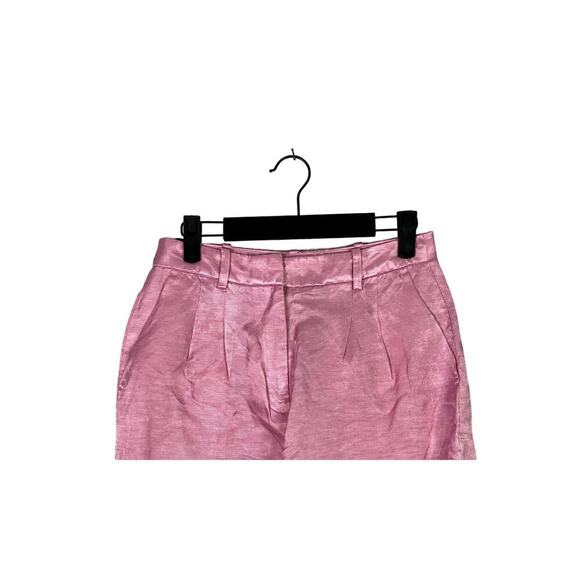 J. Crew Linen Relaxed Fit High Rise Pleated Shorts Cuffed Hem Pockets 2 Pink - Picture 2 of 13